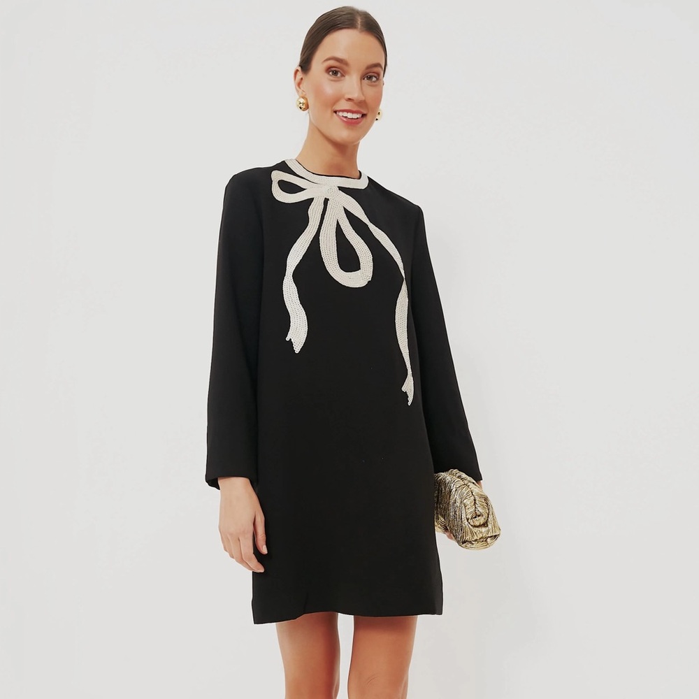 Tuckernuck | NEW Black Bow Jamie Long Sleeve Sequins Mini Dress Size M